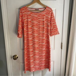 Ellie Kai Zebra Print Shift Dress - orange/beige, size 6